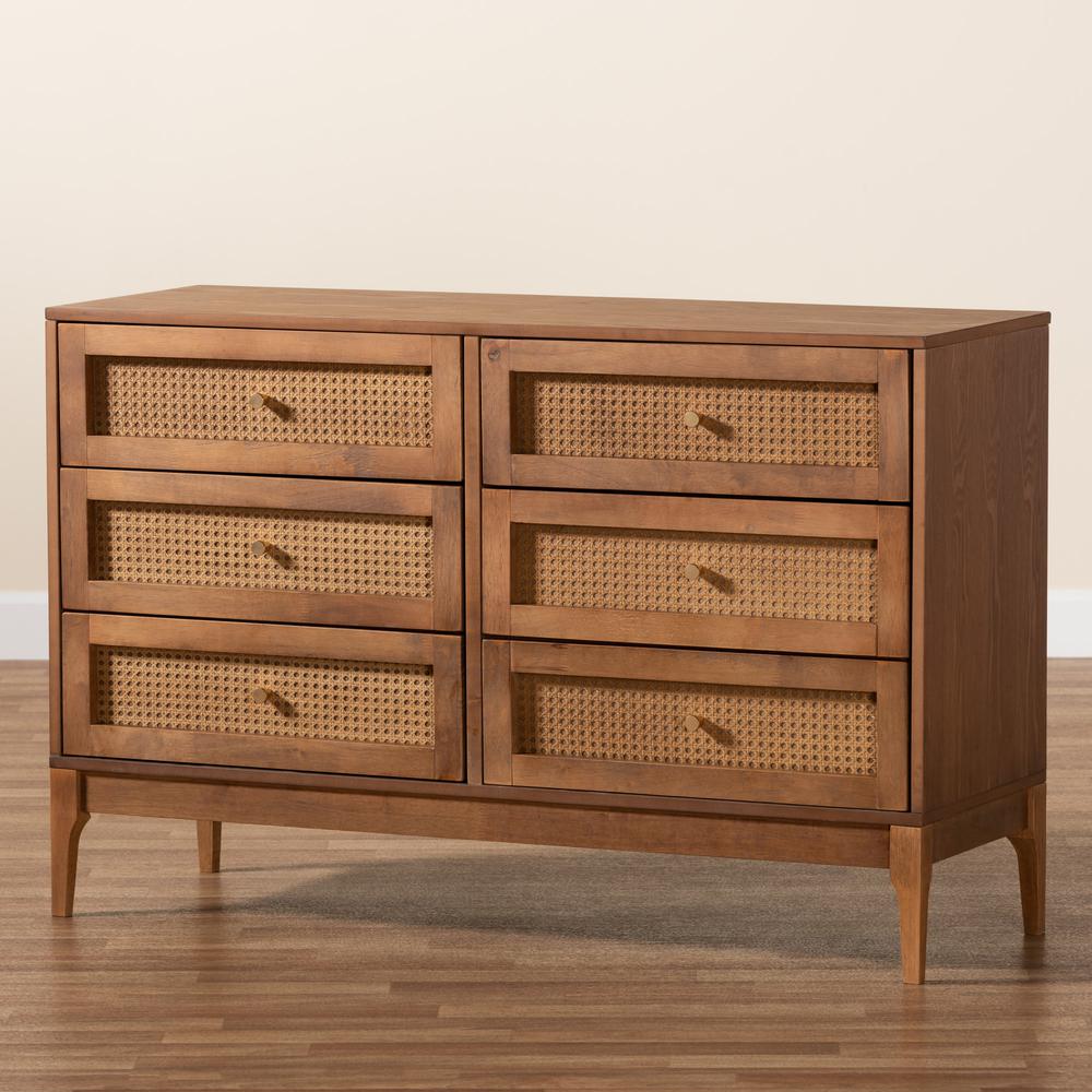 baxton studio landis mid-century modern 6-drawer dresser reviews Landis Wood 6 Drawer Dresser Ash Walnut/Gold