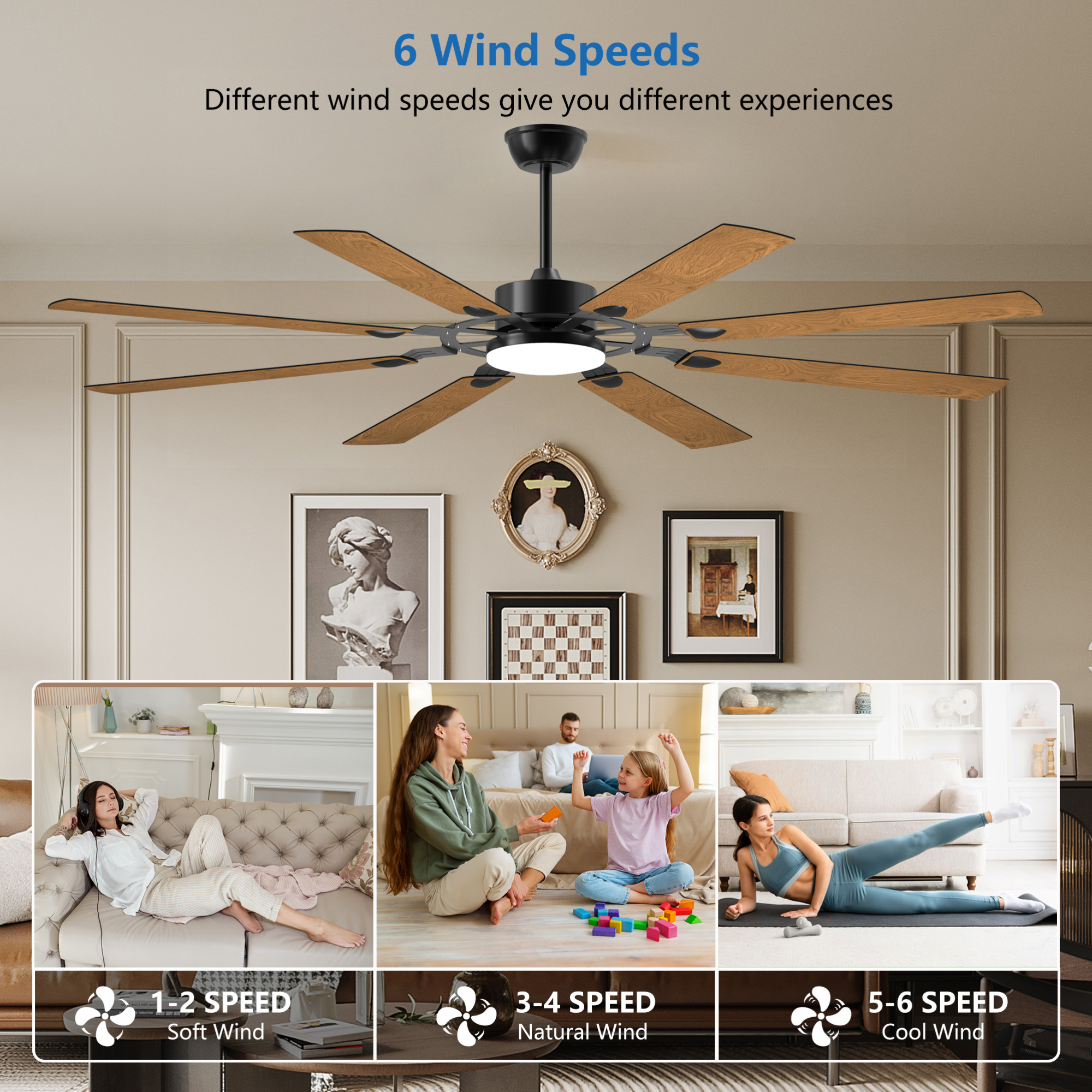 Element ACE 72-Inch 8-Blade Large Reversible Quiet DC Motor
