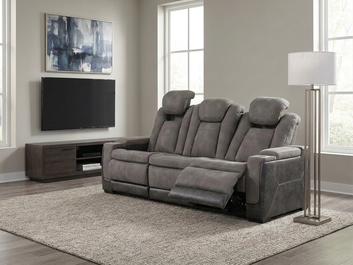 Ashley Next-Gen DuraPella Power Reclining Sofa in Gray | Mathis Home