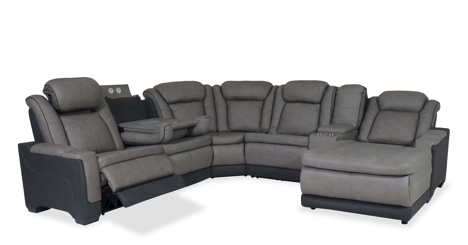 Lantana 6-Piece Power Sectional in Gray | Mathis Home