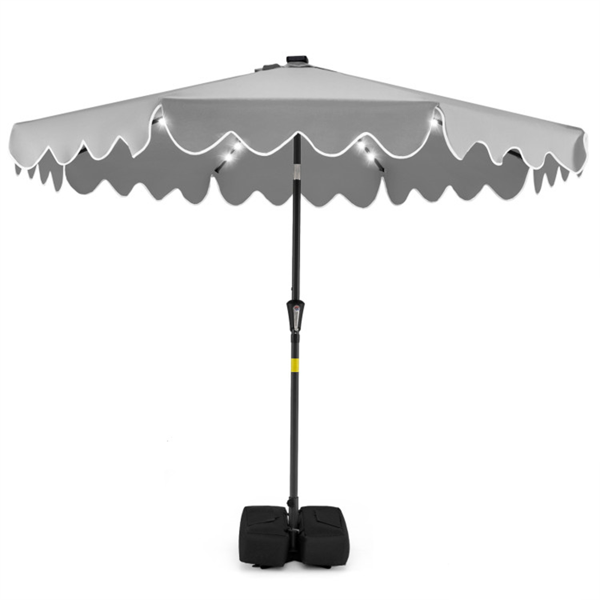 black patio umbrella with white trim 10ft 3-Tier Market Pole, Push Button Tilt, Crank Best Choice Products SAFAVIEH Outdoor Collection Venice Single Scallop 9 Clihome 9 ft Outdoor Patio