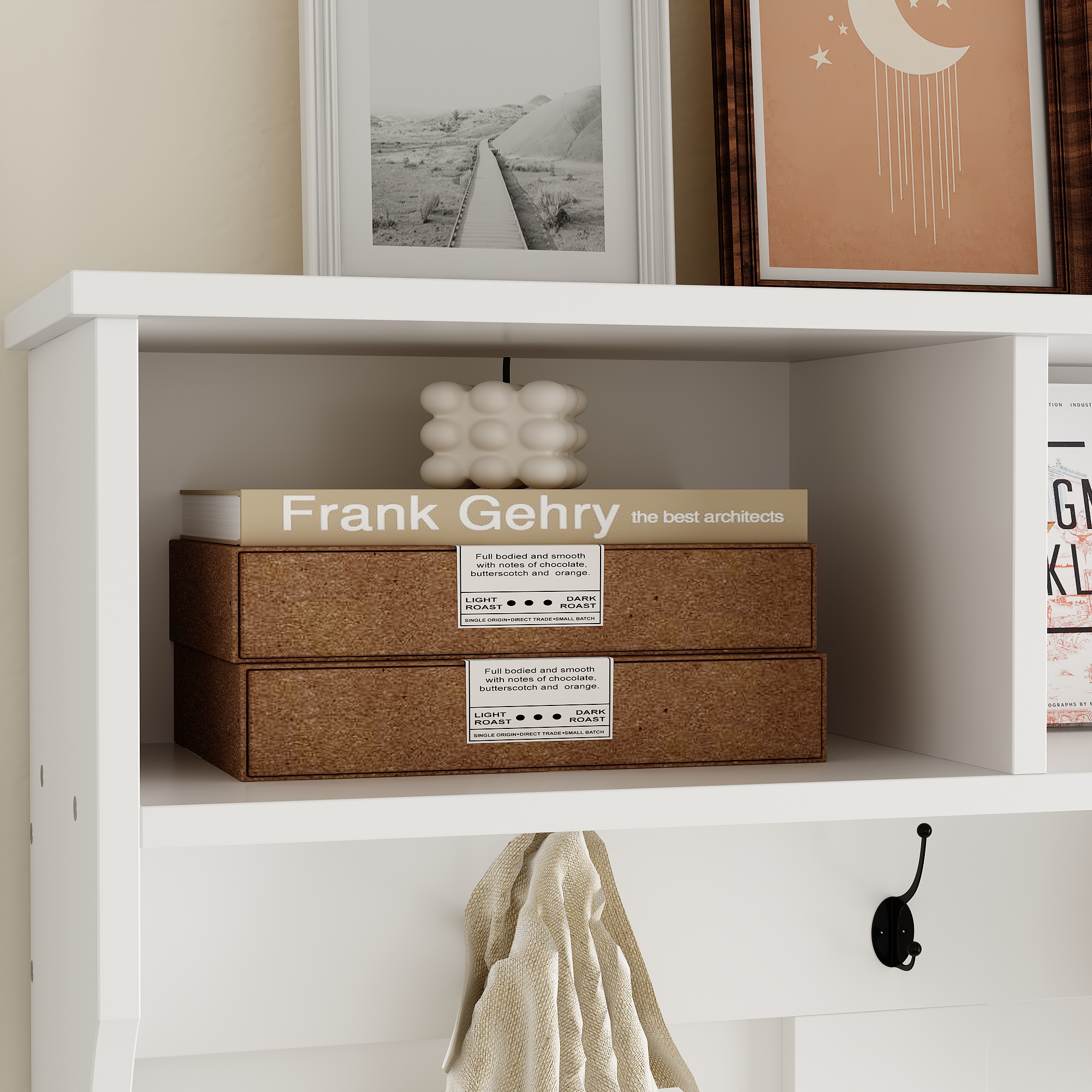 〆1/31 WHITE_WOOD_BENCH #3 Wade Hall Tree – Copper Barn Home
